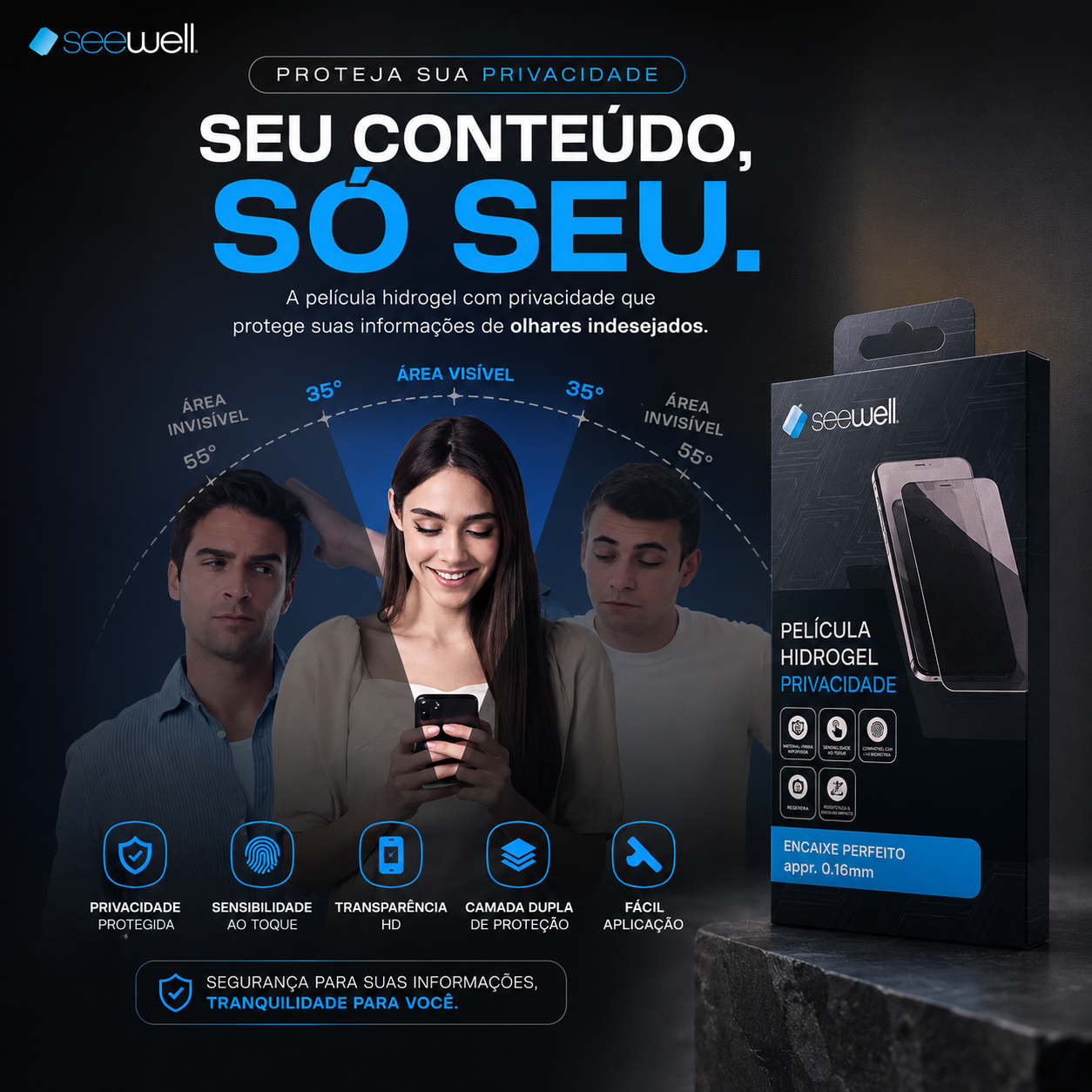Película Hydrogel Privacidade SW SeeWell - Galaxy S26 Plus